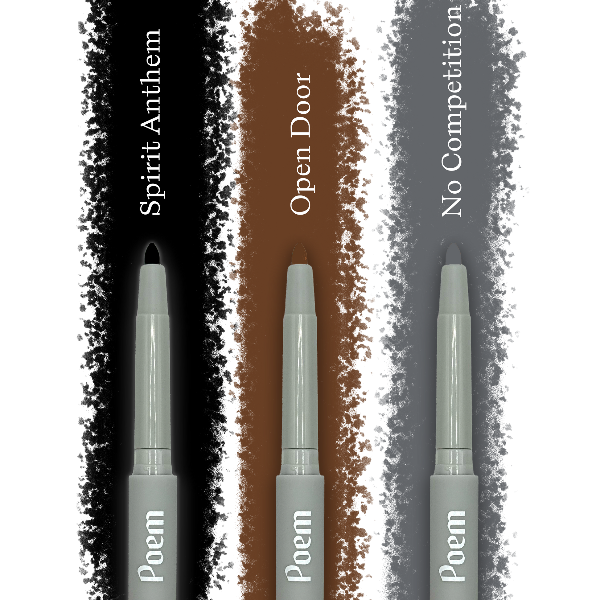 All three shades of Poem's clean eyeliner.