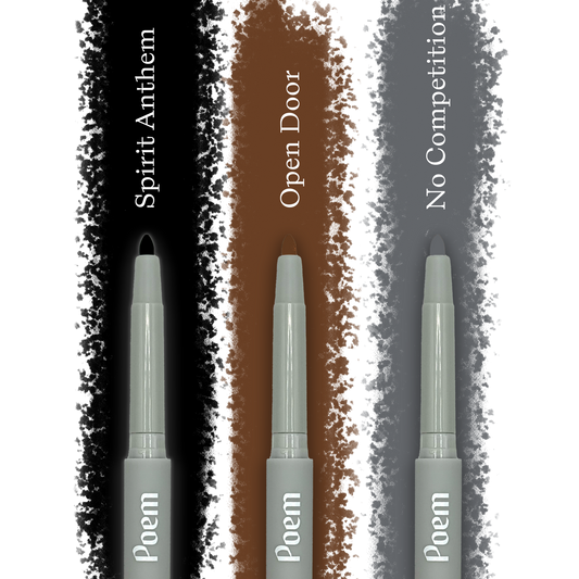 All three shades of Poem's clean eyeliner.