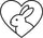 Outline of a rabbit inside a heart shape on a white background